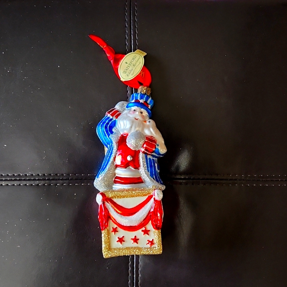 Waterford Holiday Heirloom Patriotic Jack in Box Santa Christmas Ornament